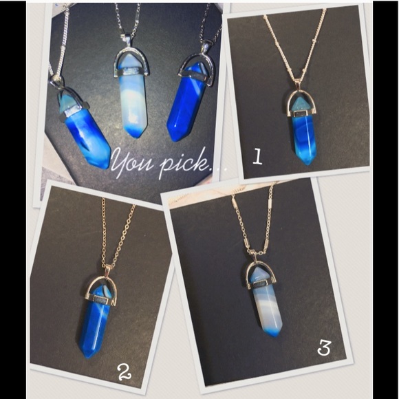 💎 Boho Natural Blue Agate Crystal Necklace - Picture 6 of 8
